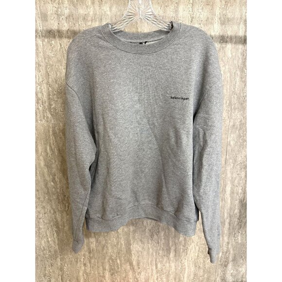 Balenciaga Gray Crewneck Sweatshirt M Unisex Cotton Casual Luxe - Picture 1 of 8